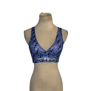 Speedlion blue geometrical cross back sports bra size M